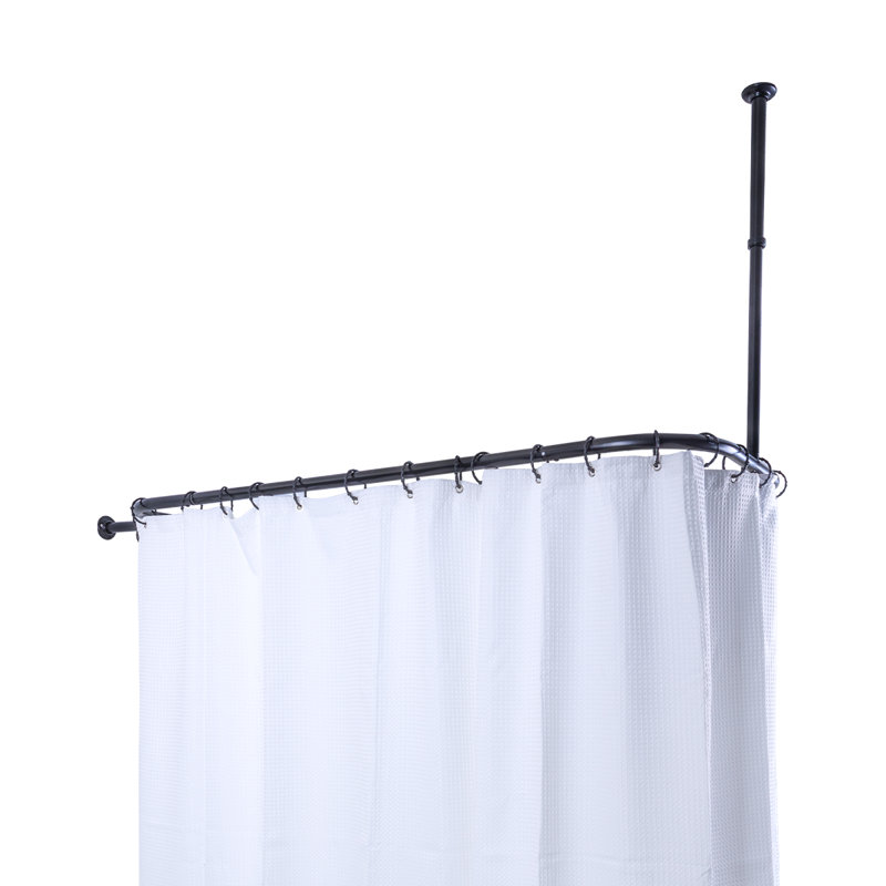 UtopiaAlley 59'' DShaped Fixed Shower Curtain Rod & Hook Set & Reviews